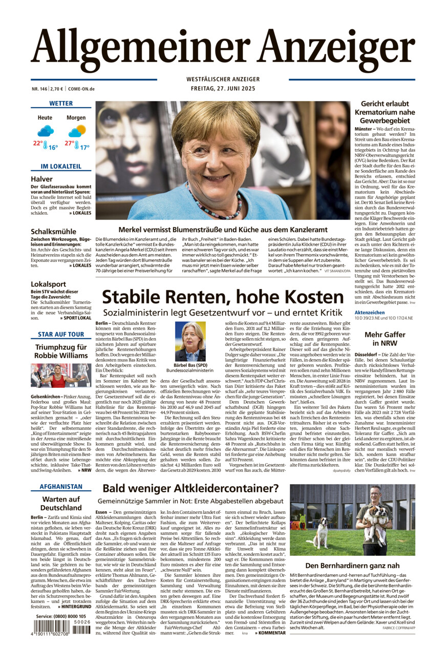 Allgemeiner Anzeiger vom Freitag, 27.06.2025