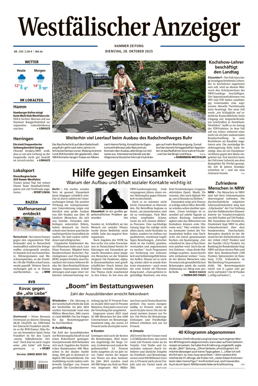 Westfälischer Anzeiger Hamm vom Dienstag, 28.10.2025