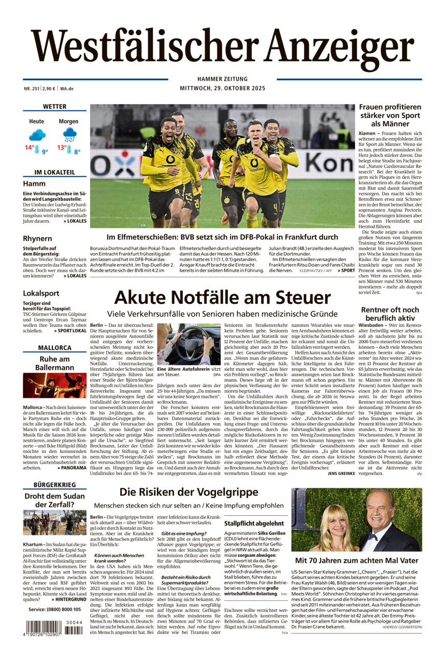 Westfälischer Anzeiger Hamm vom Mittwoch, 29.10.2025