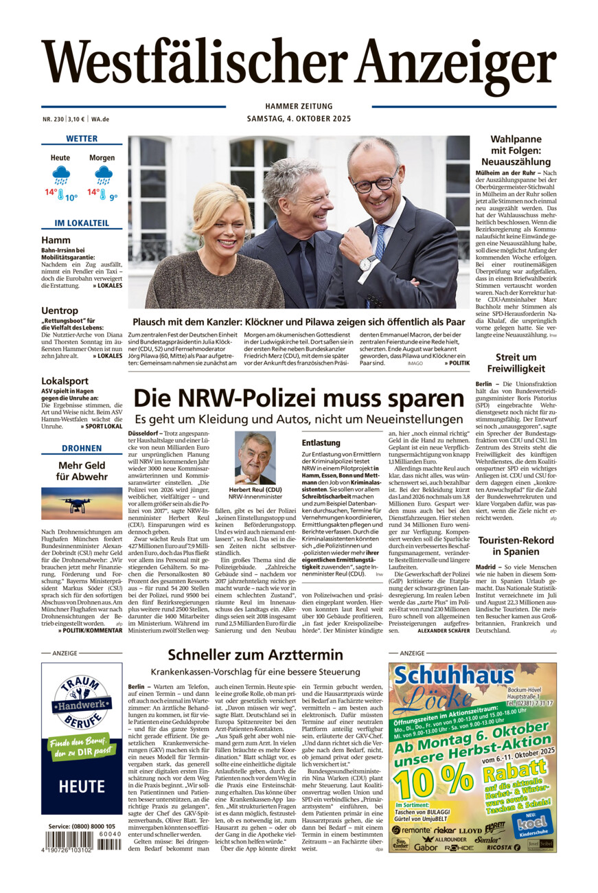 Westfälischer Anzeiger Hamm vom Samstag, 04.10.2025