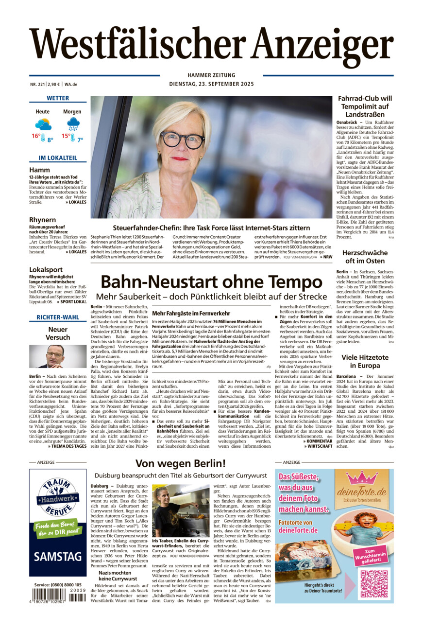 Westfälischer Anzeiger Hamm vom Dienstag, 23.09.2025