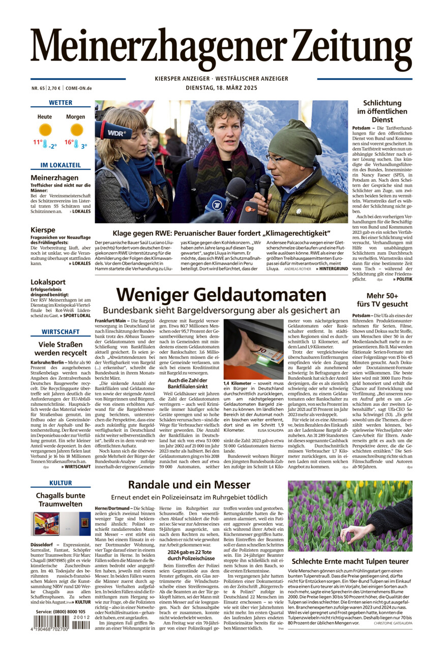 Meinerzhagener Zeitung vom Dienstag, 18.03.2025