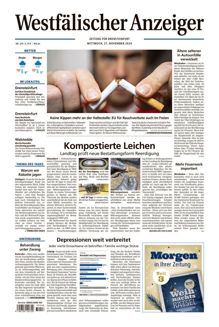 Westfälischer Anzeiger Drensteinfurt vom Mittwoch, 27.11.2024