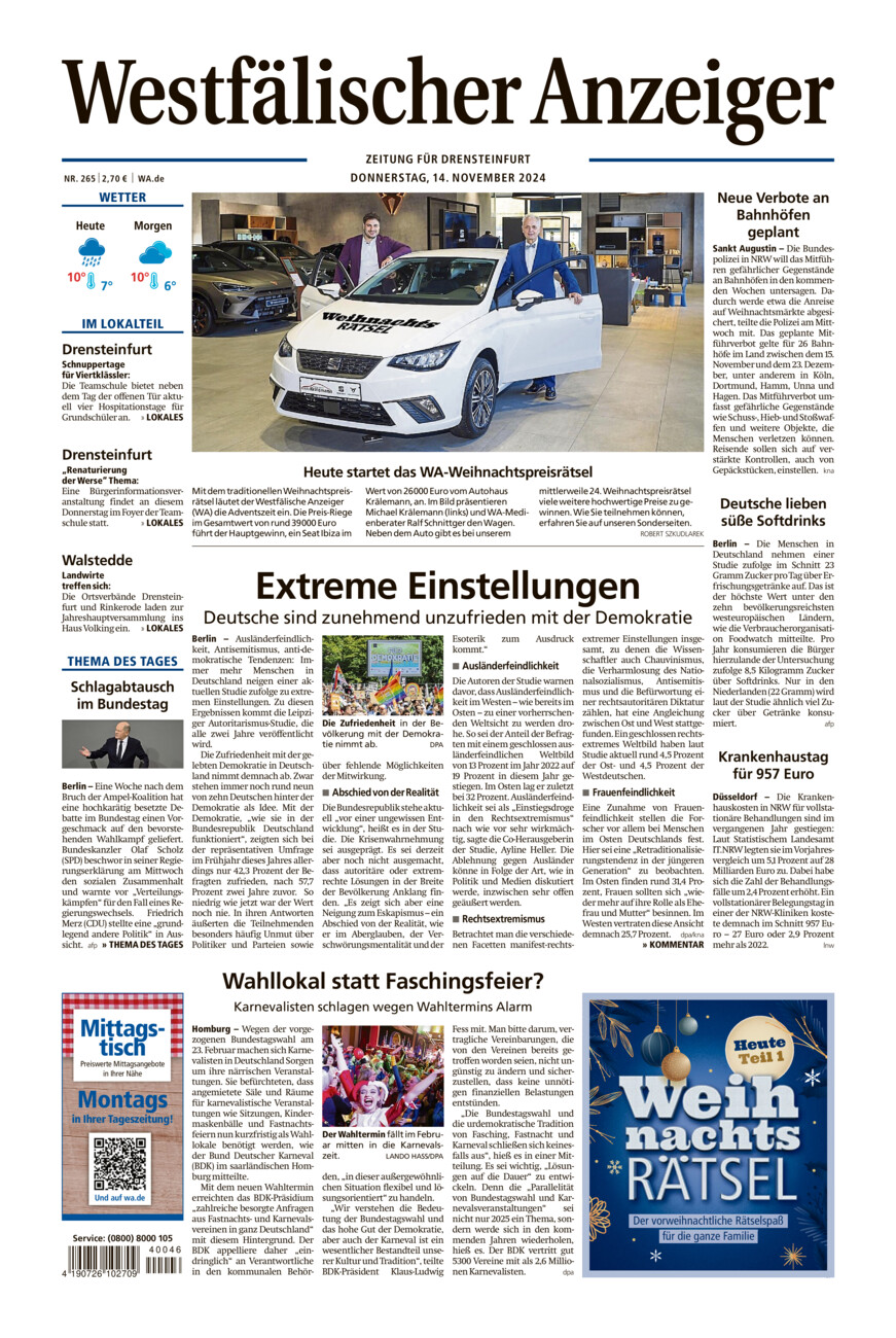 Westfälischer Anzeiger Drensteinfurt vom Donnerstag, 14.11.2024