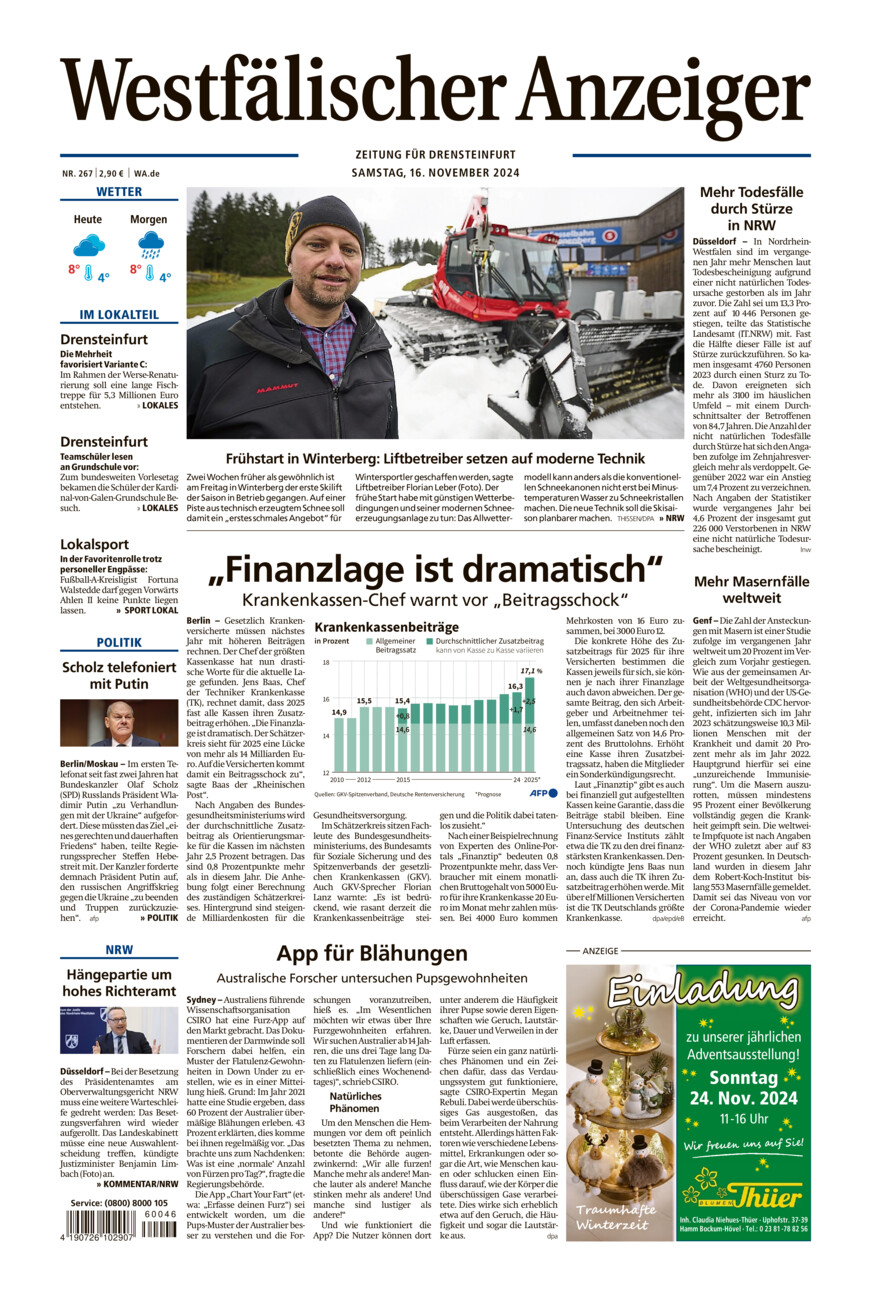 Westfälischer Anzeiger Drensteinfurt vom Samstag, 16.11.2024