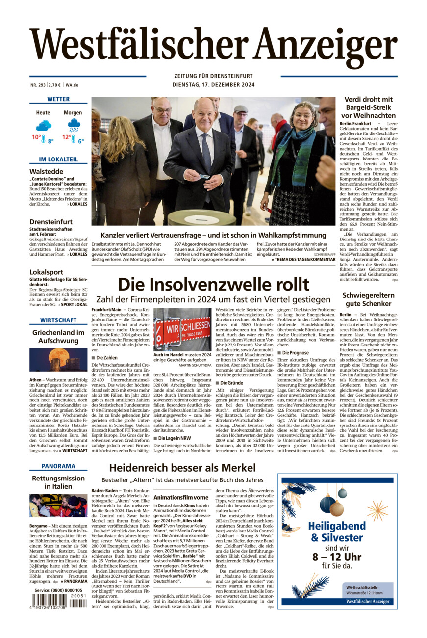 Westfälischer Anzeiger Drensteinfurt vom Dienstag, 17.12.2024