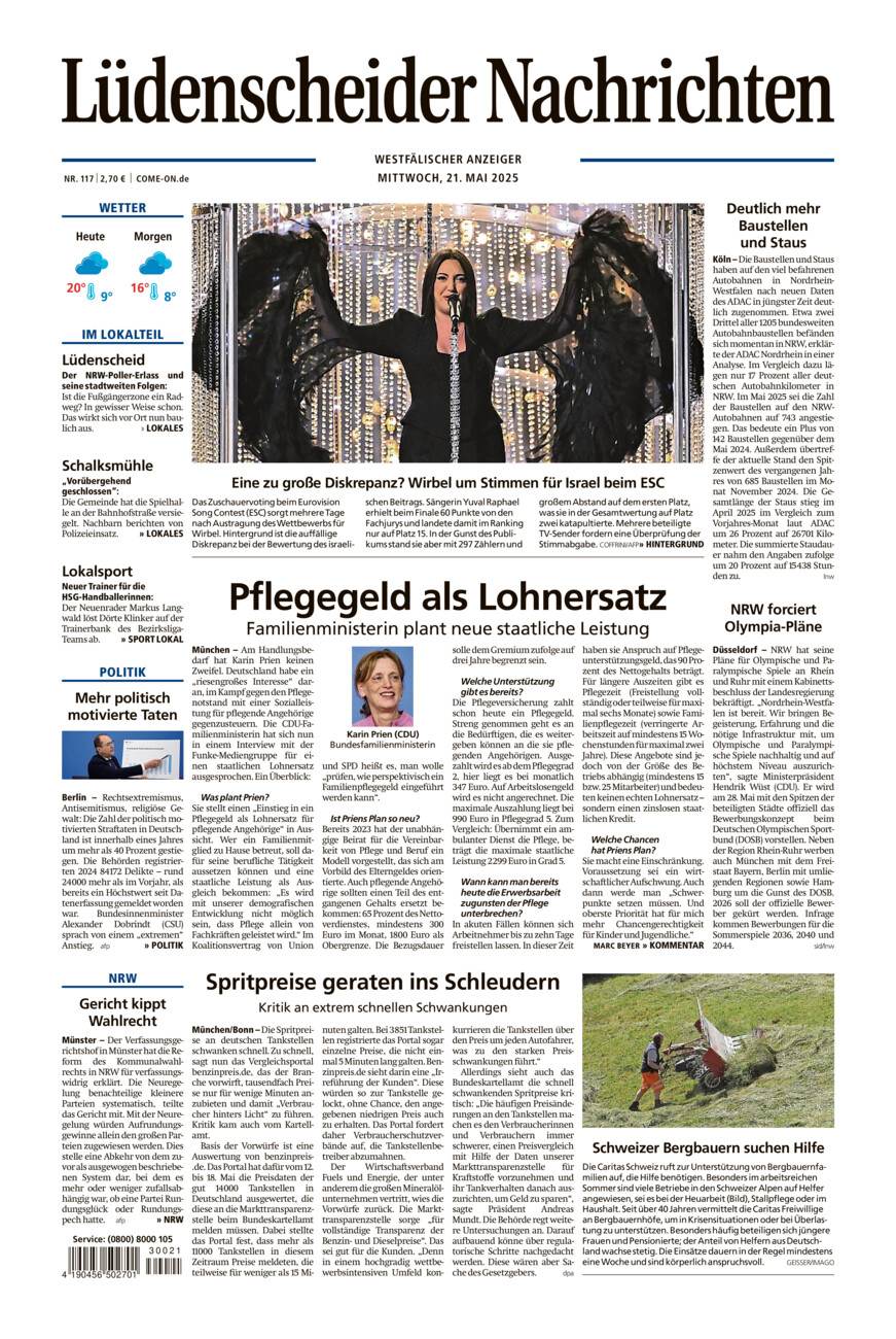 Lüdenscheider Nachrichten vom Mittwoch, 21.05.2025