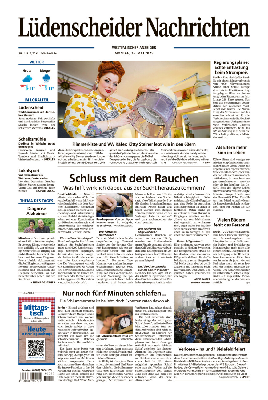 Lüdenscheider Nachrichten vom Montag, 26.05.2025