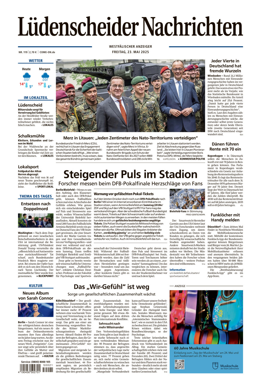 Lüdenscheider Nachrichten vom Freitag, 23.05.2025