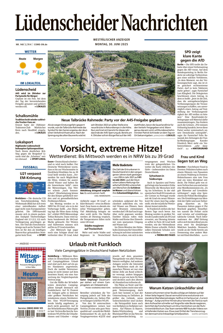 Lüdenscheider Nachrichten vom Montag, 30.06.2025