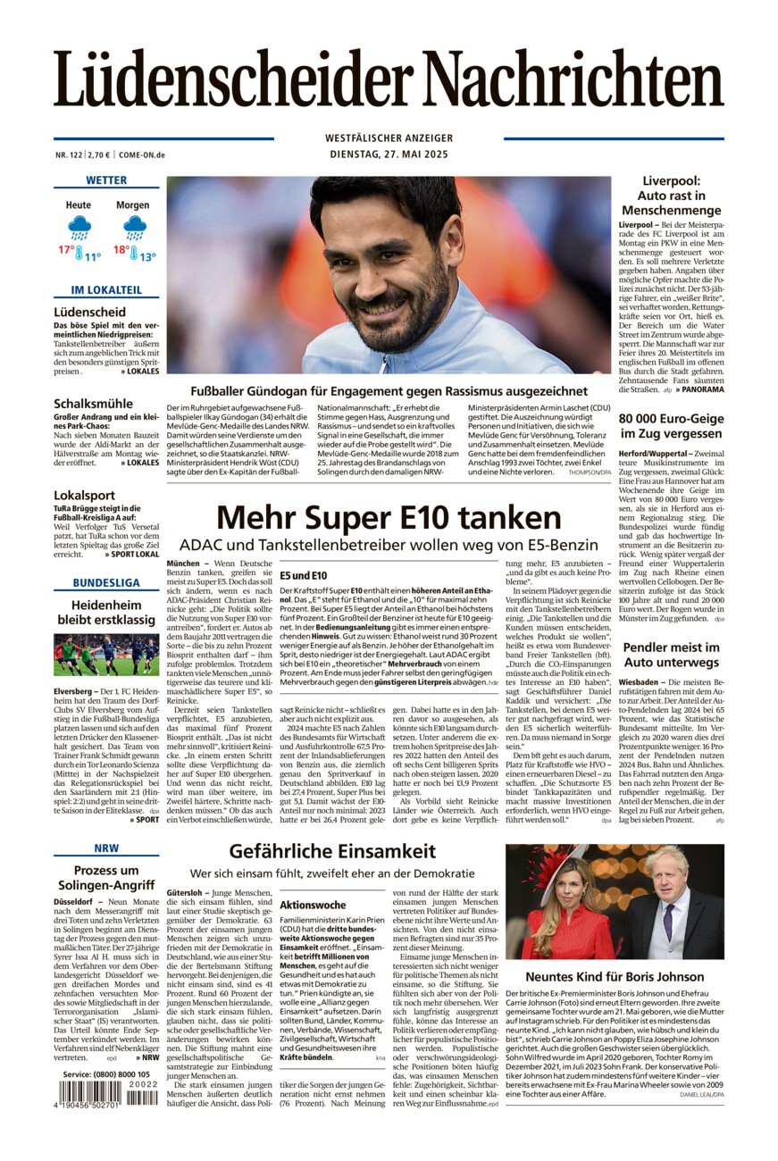 Lüdenscheider Nachrichten vom Dienstag, 27.05.2025