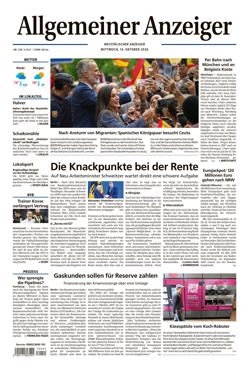 Allgemeiner Anzeiger vom Mittwoch, 14.10.2026