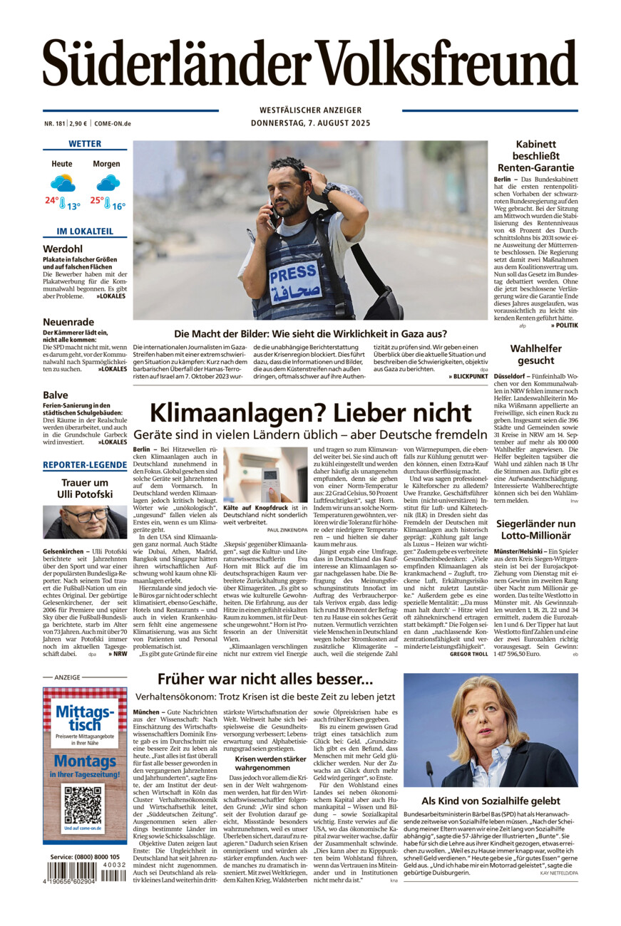 Süderländer Volksfreund vom Donnerstag, 07.08.2025