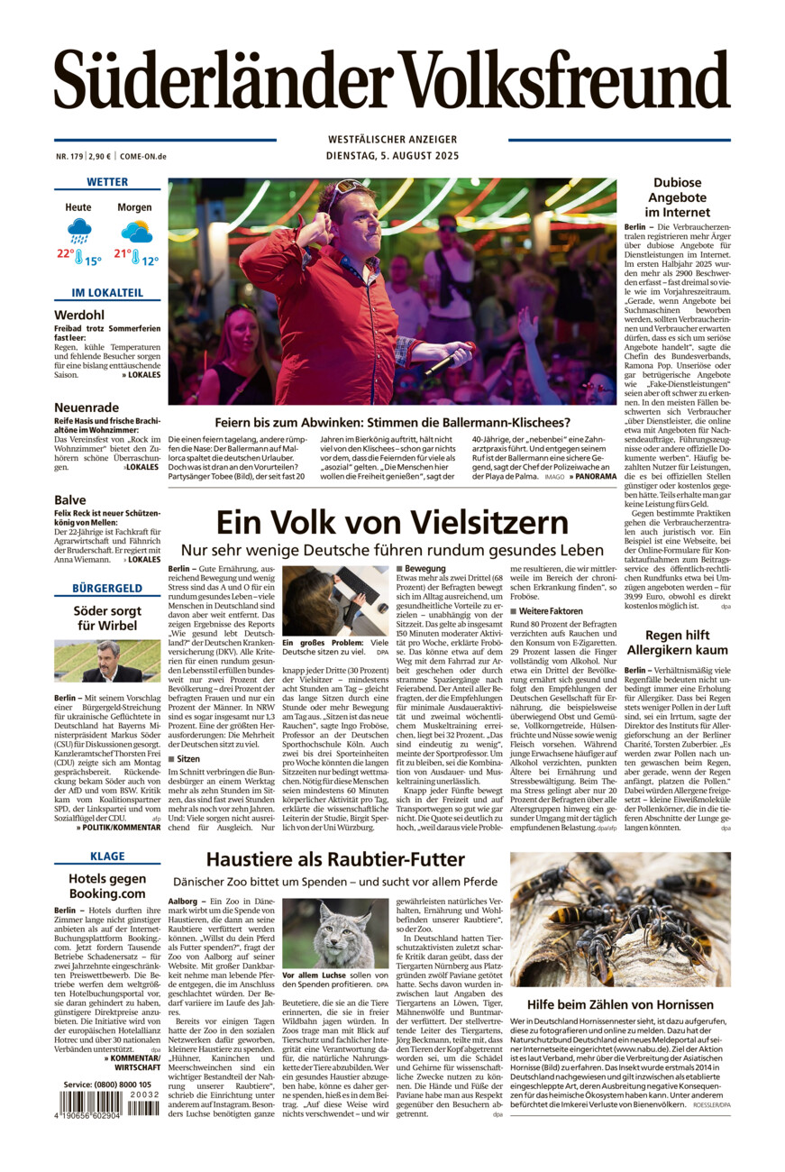 Süderländer Volksfreund vom Dienstag, 05.08.2025