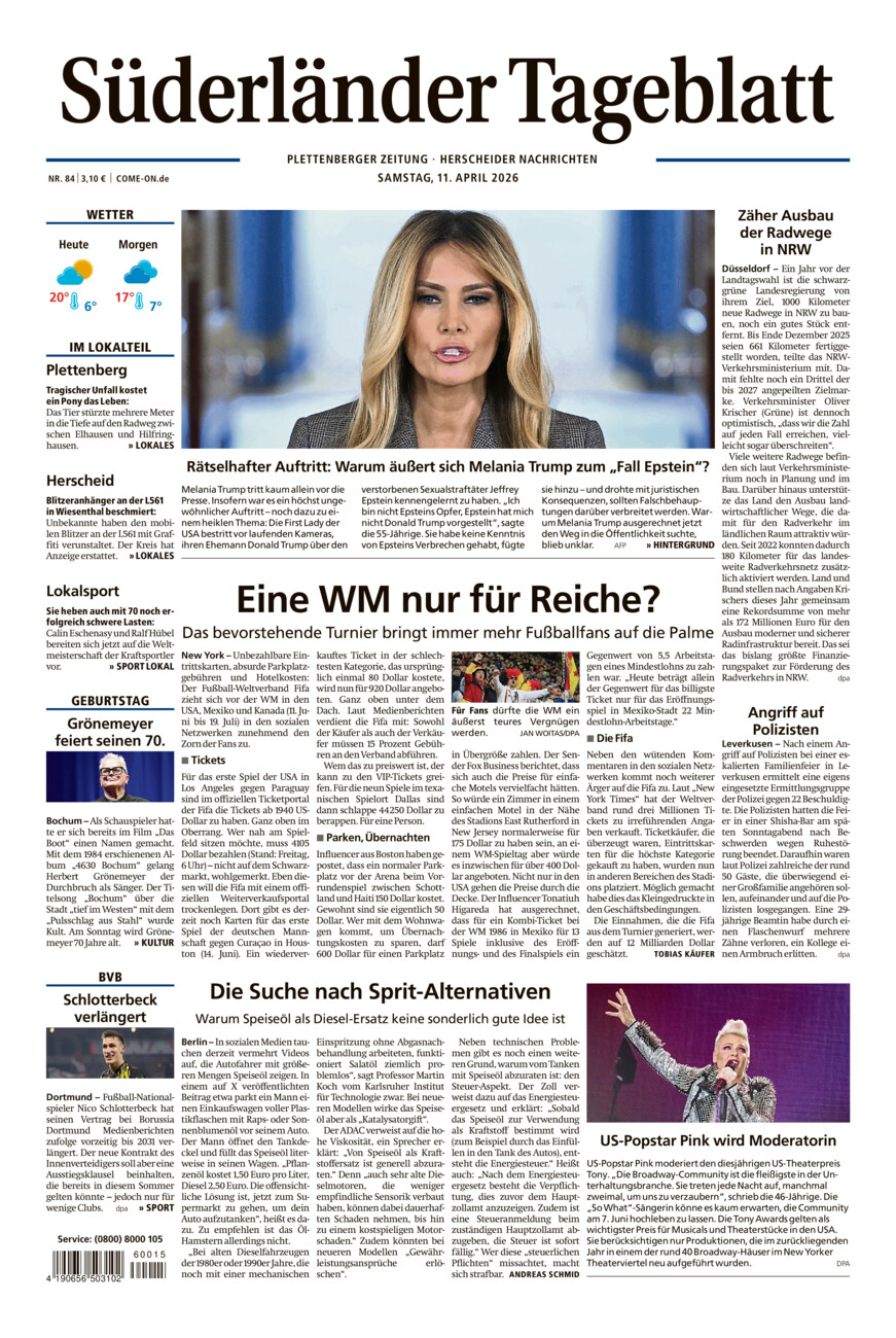 Süderländer Tageblatt vom Samstag, 11.04.2026