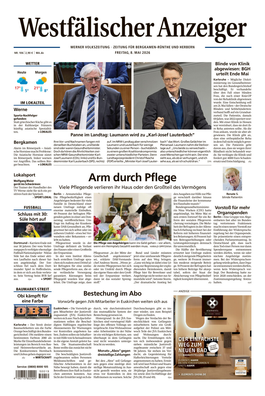 Westfälischer Anzeiger Werne vom Freitag, 08.05.2026