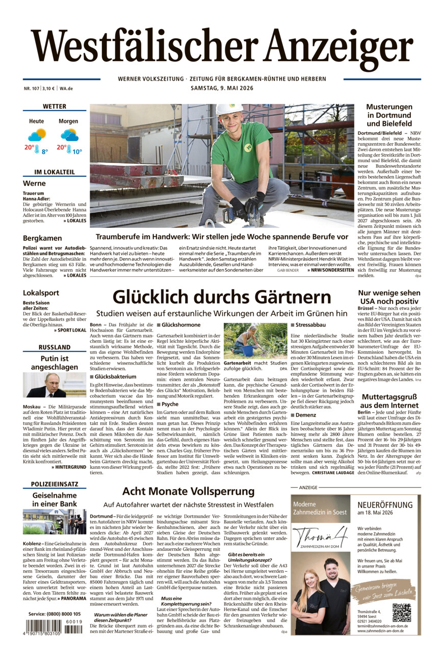 Westfälischer Anzeiger Werne vom Samstag, 09.05.2026