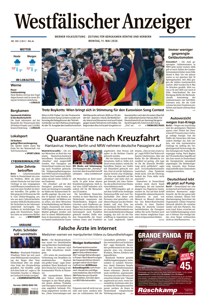 Westfälischer Anzeiger Werne vom Montag, 11.05.2026