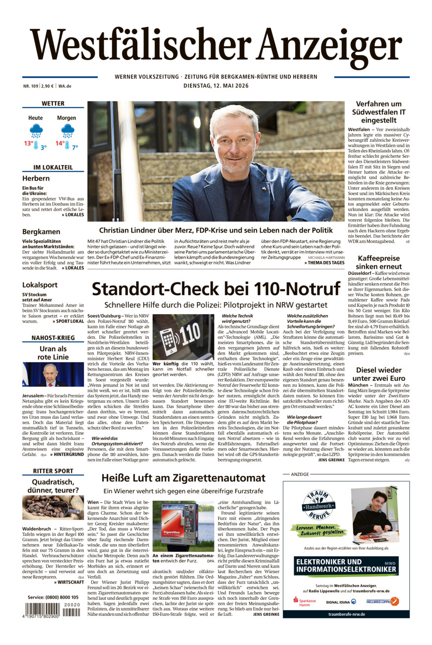 Westfälischer Anzeiger Werne vom Dienstag, 12.05.2026