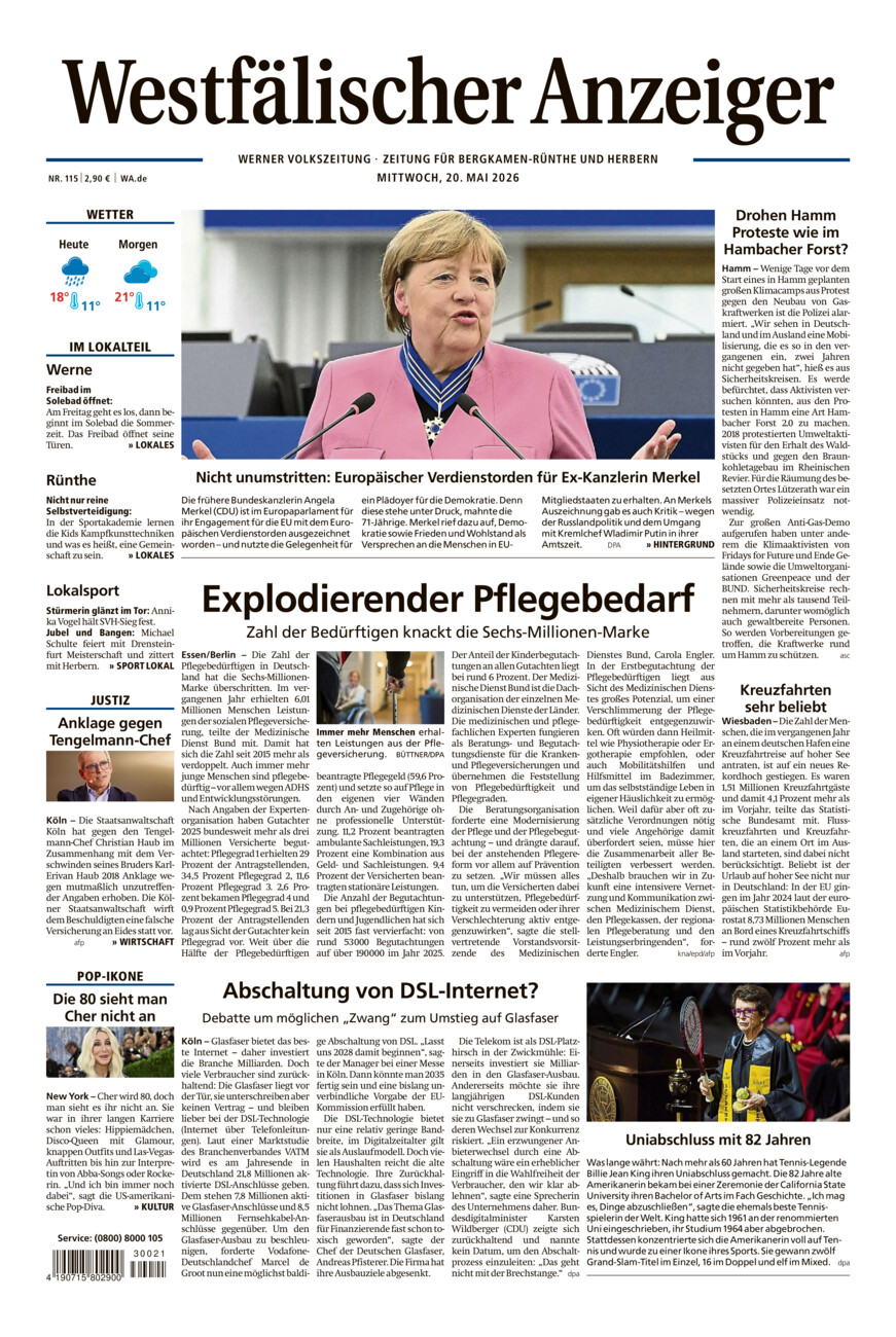 Westfälischer Anzeiger Werne vom Mittwoch, 20.05.2026