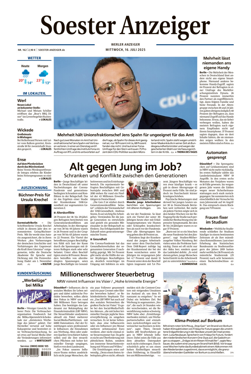 Soester Anzeiger Werl vom Mittwoch, 16.07.2025