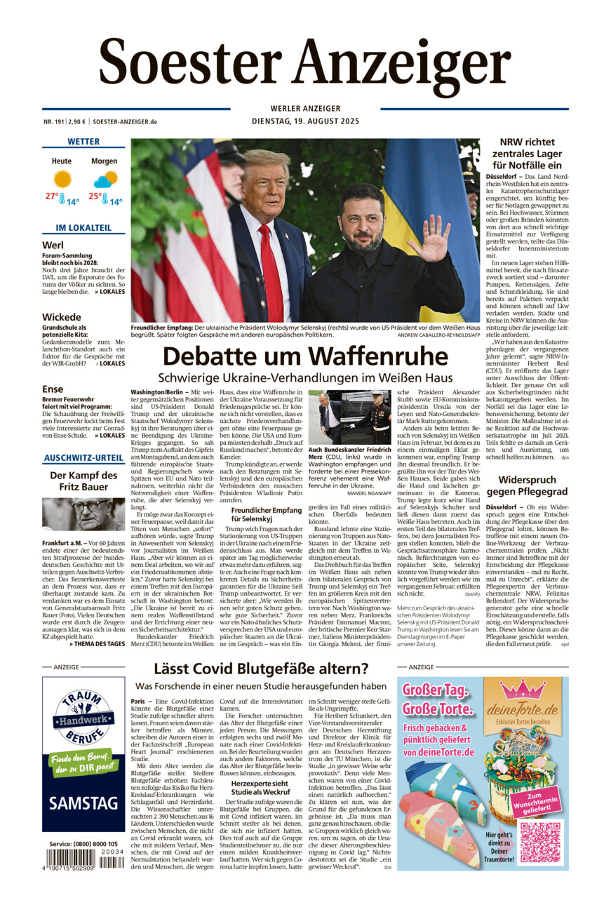 Soester Anzeiger Werl vom Dienstag, 19.08.2025