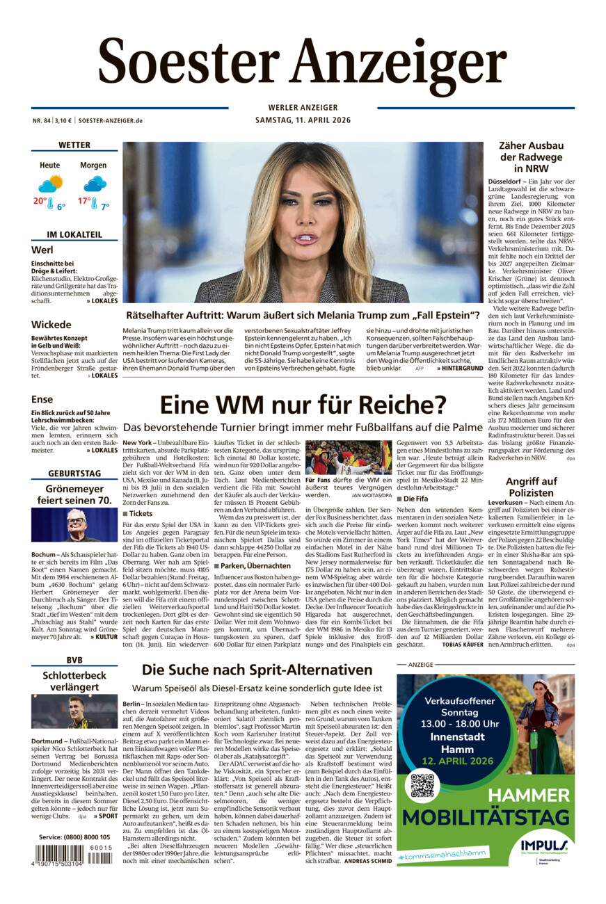 Soester Anzeiger Werl vom Samstag, 11.04.2026