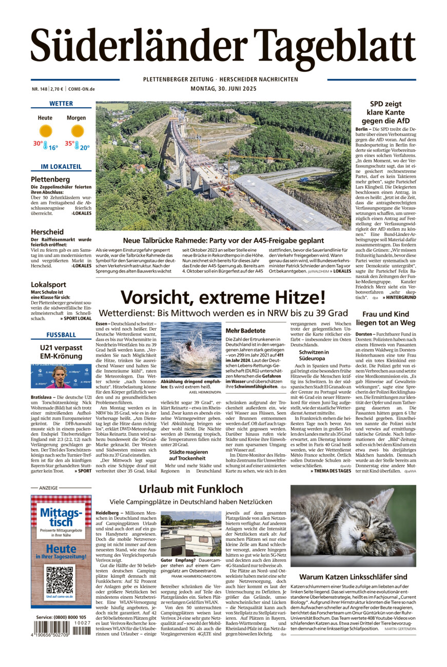 Süderländer Tageblatt vom Montag, 30.06.2025