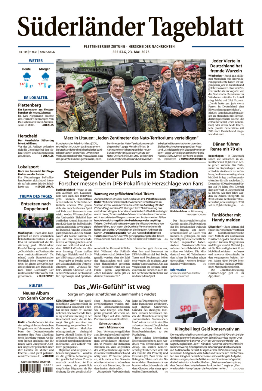 Süderländer Tageblatt vom Freitag, 23.05.2025