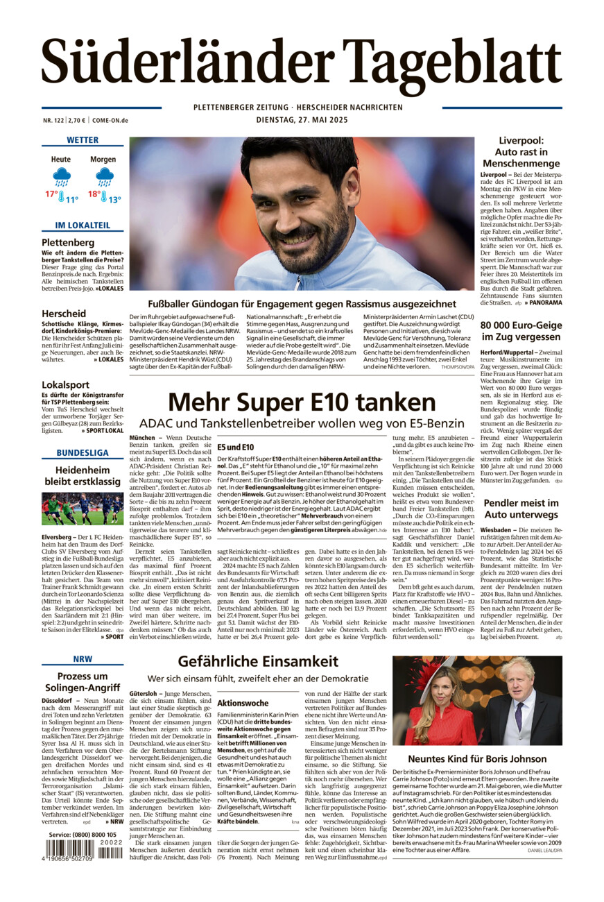 Süderländer Tageblatt vom Dienstag, 27.05.2025
