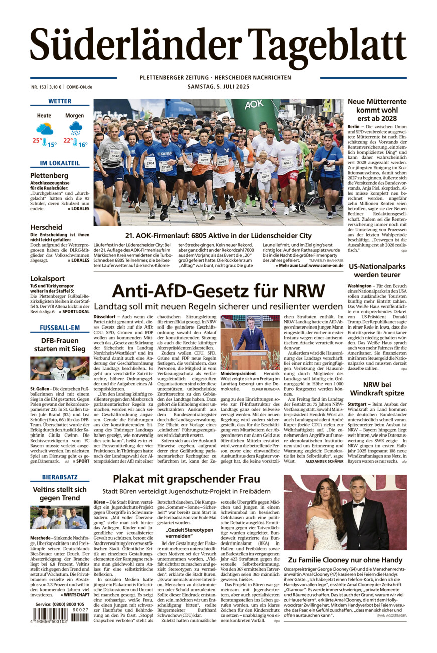 Süderländer Tageblatt vom Samstag, 05.07.2025