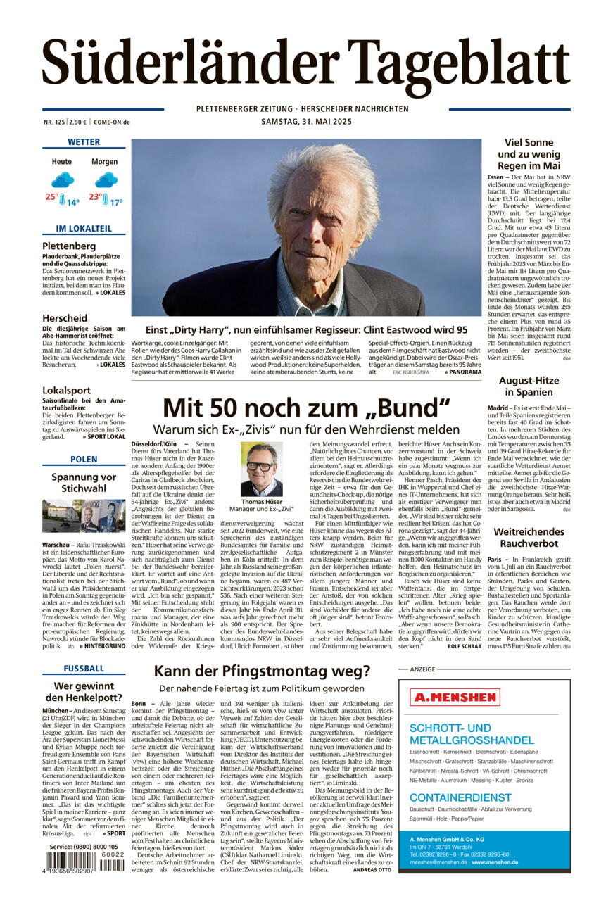 Süderländer Tageblatt vom Samstag, 31.05.2025