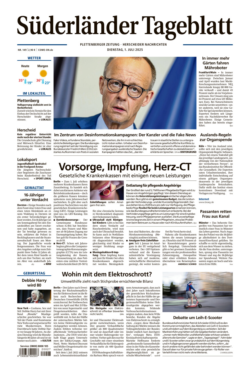 Süderländer Tageblatt vom Dienstag, 01.07.2025