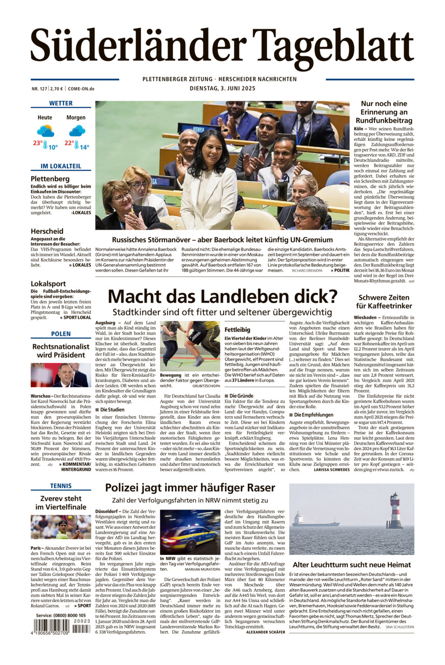 Süderländer Tageblatt vom Dienstag, 03.06.2025
