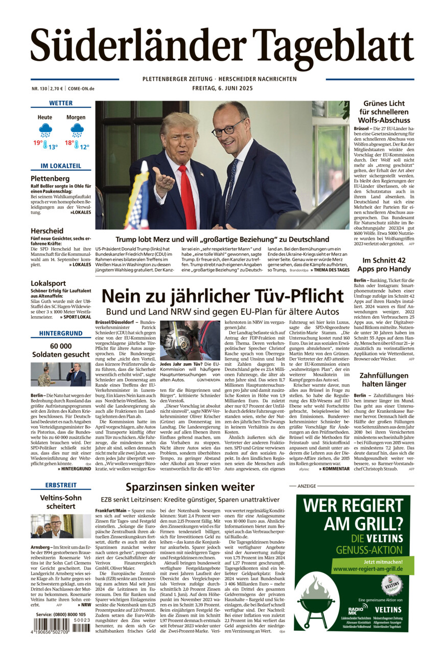 Süderländer Tageblatt vom Freitag, 06.06.2025