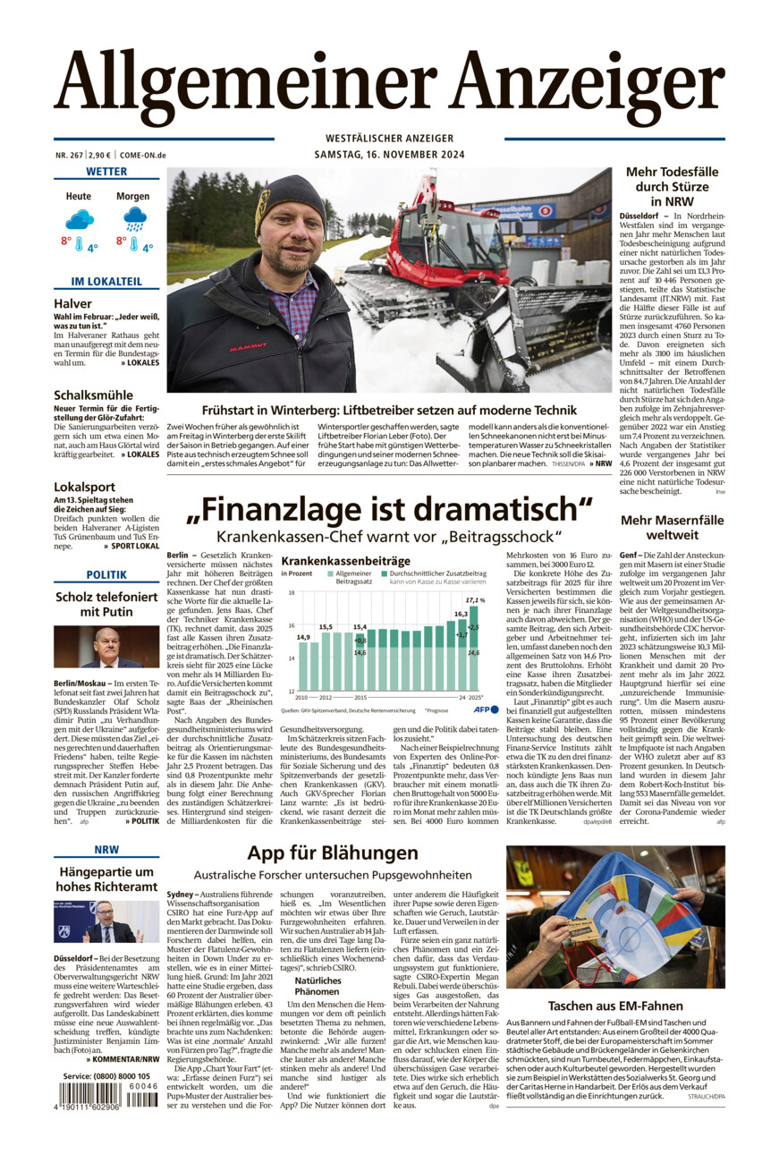 Allgemeiner Anzeiger vom Samstag, 16.11.2024