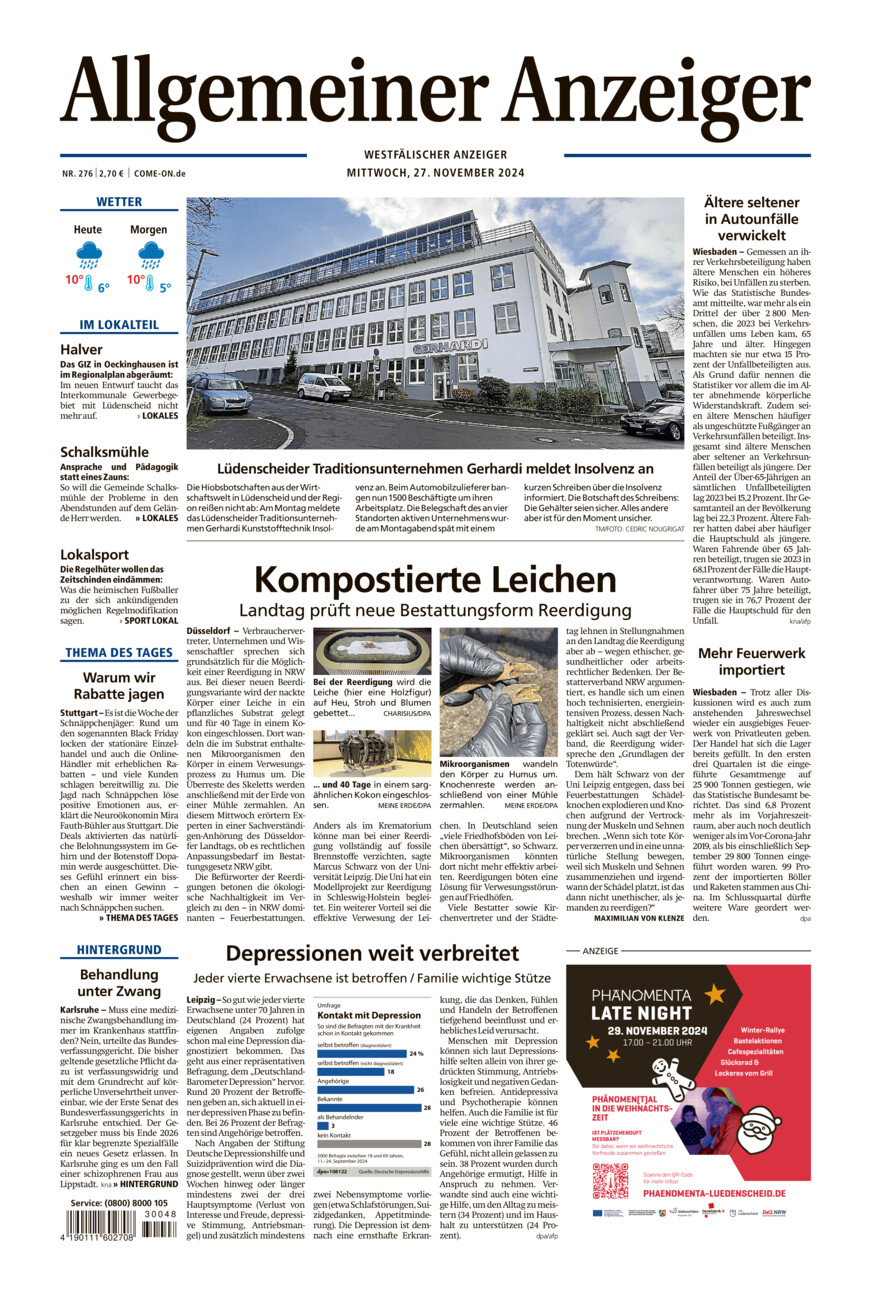 Allgemeiner Anzeiger vom Mittwoch, 27.11.2024