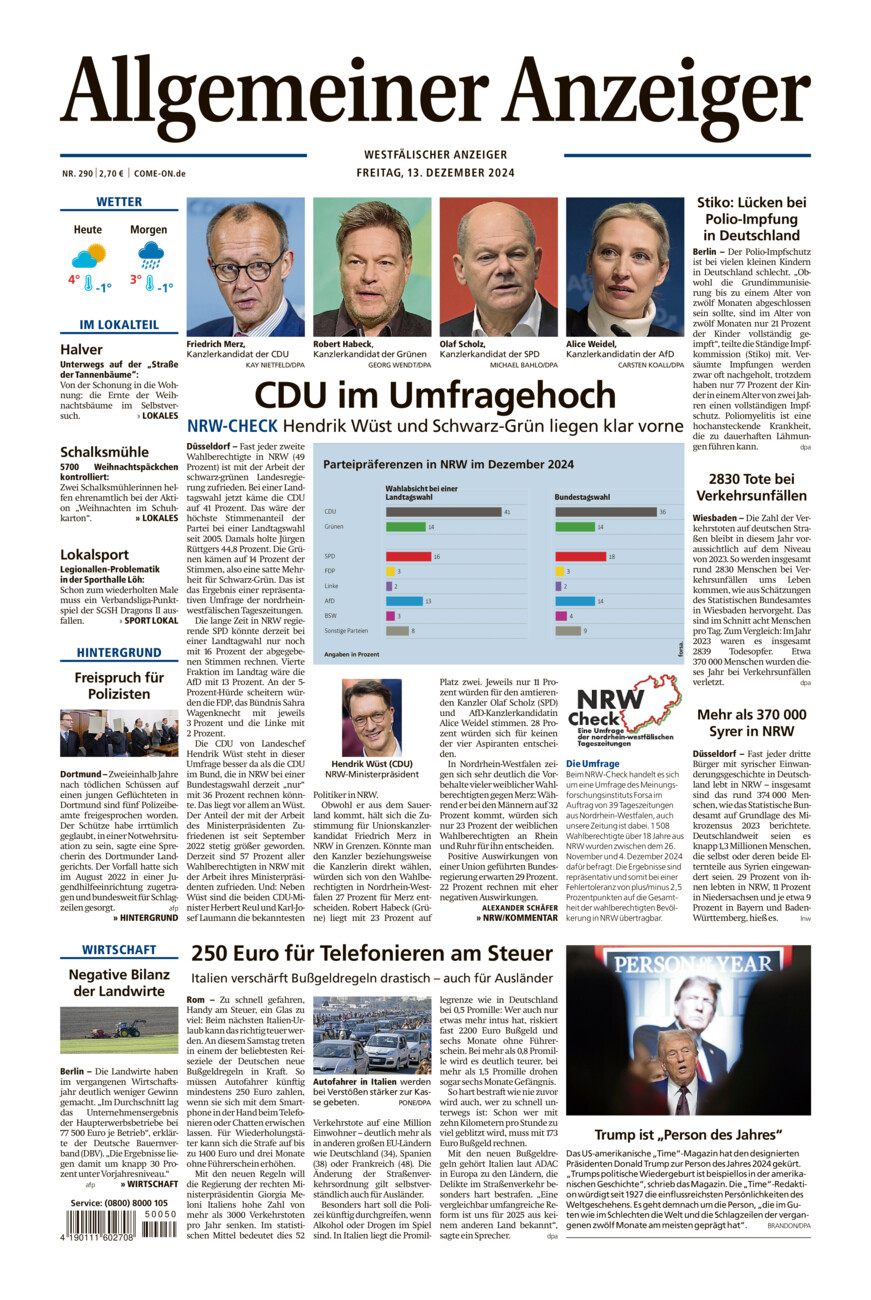 Allgemeiner Anzeiger vom Freitag, 13.12.2024