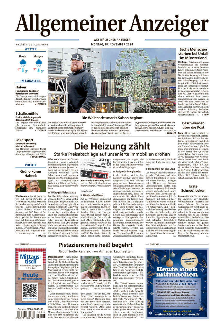 Allgemeiner Anzeiger vom Montag, 18.11.2024