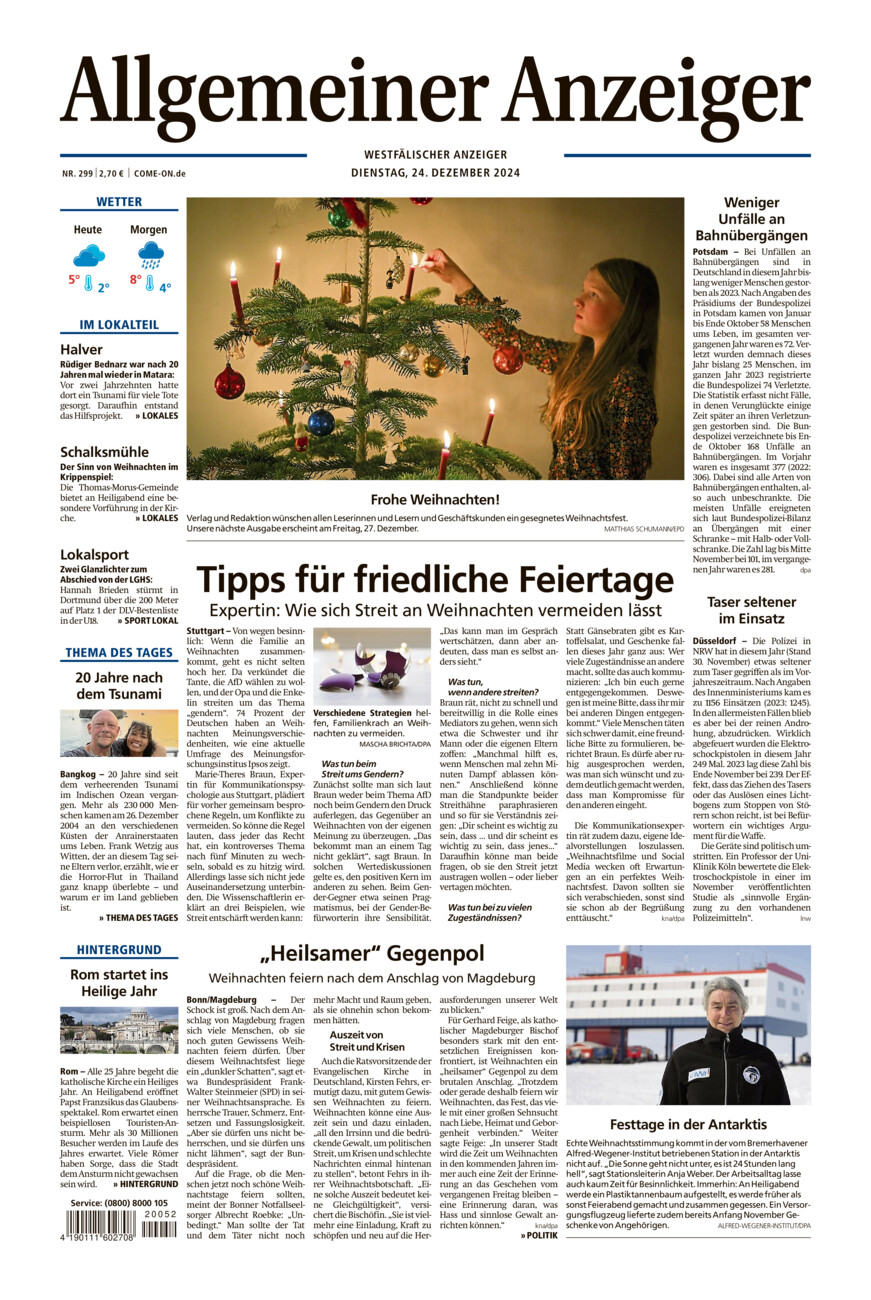 Allgemeiner Anzeiger vom Dienstag, 24.12.2024