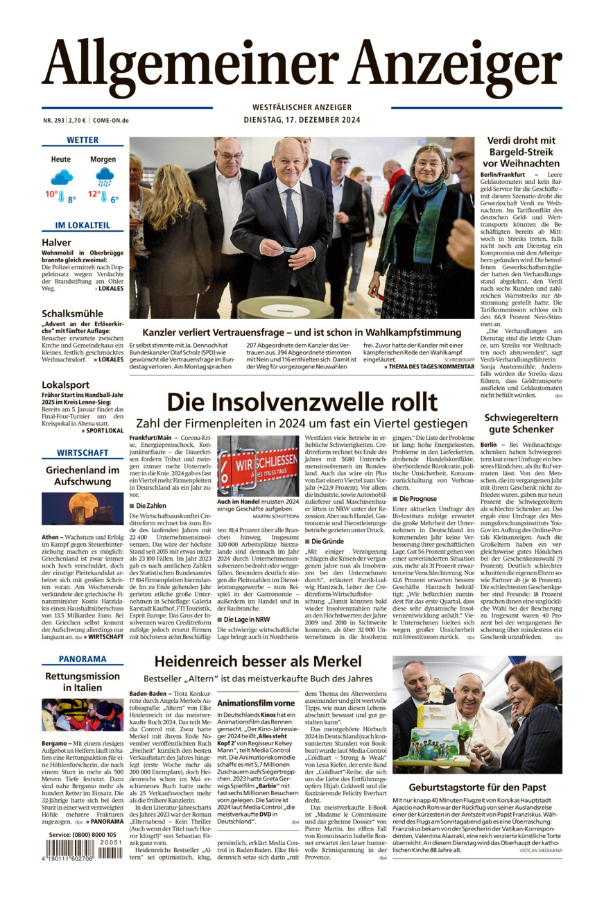 Allgemeiner Anzeiger vom Dienstag, 17.12.2024