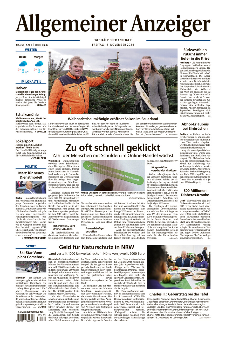 Allgemeiner Anzeiger vom Freitag, 15.11.2024