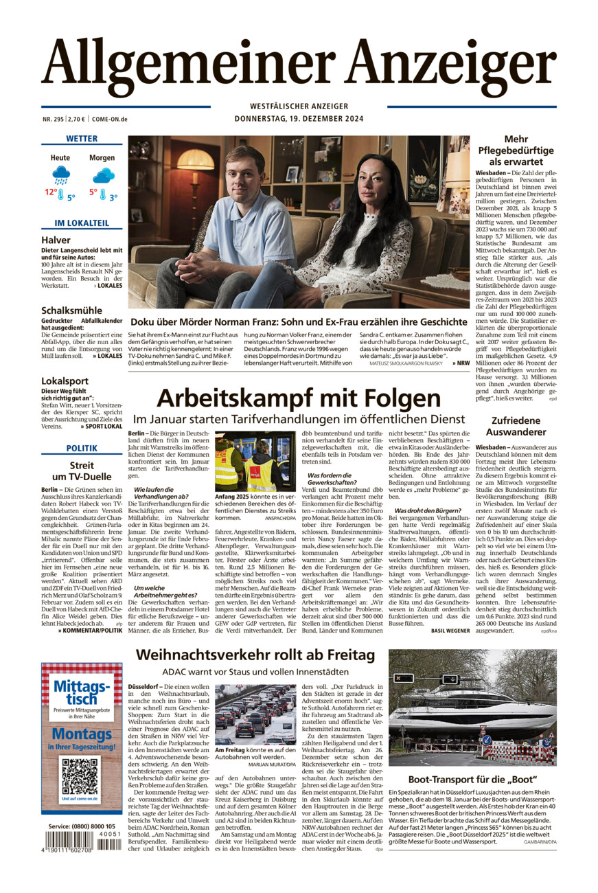 Allgemeiner Anzeiger vom Donnerstag, 19.12.2024