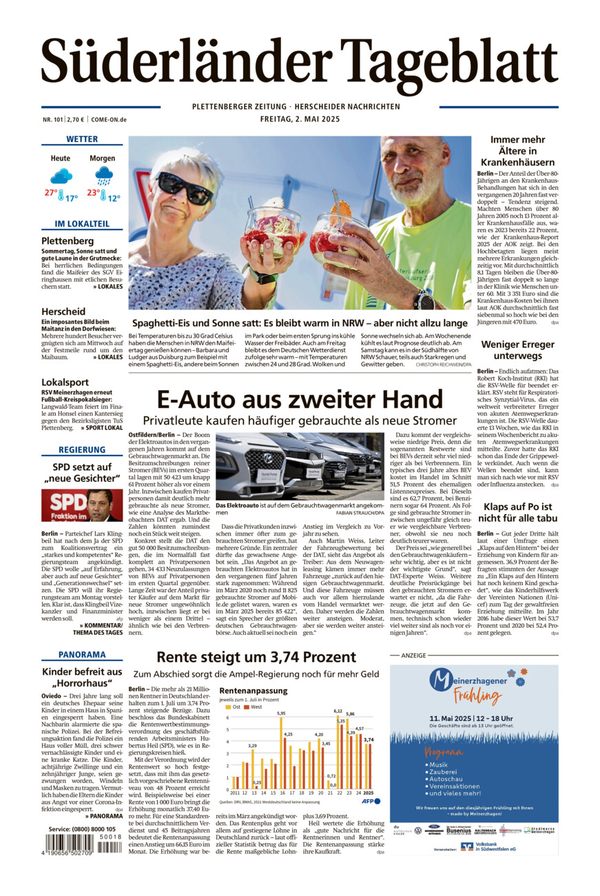 Süderländer Tageblatt vom Freitag, 02.05.2025