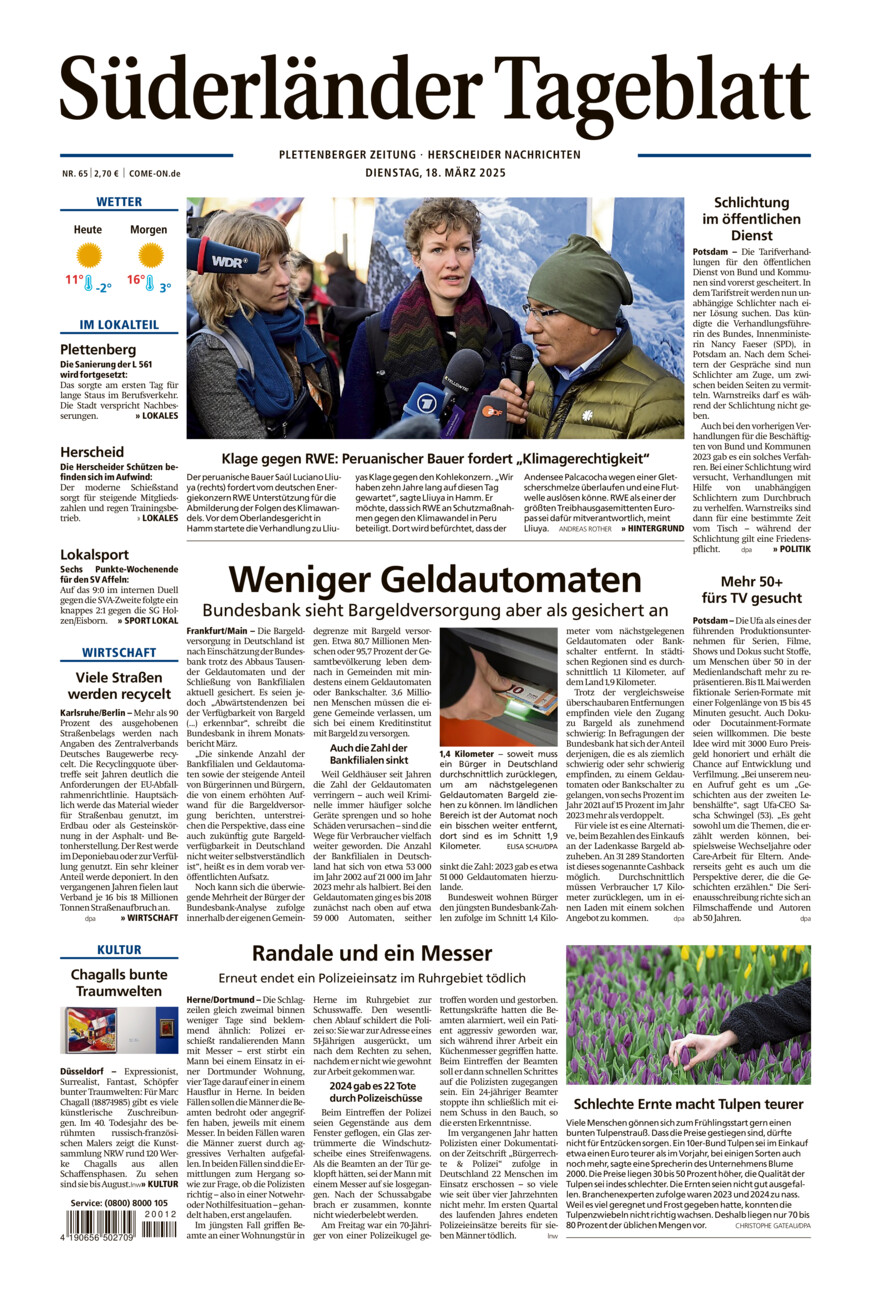 Süderländer Tageblatt vom Dienstag, 18.03.2025