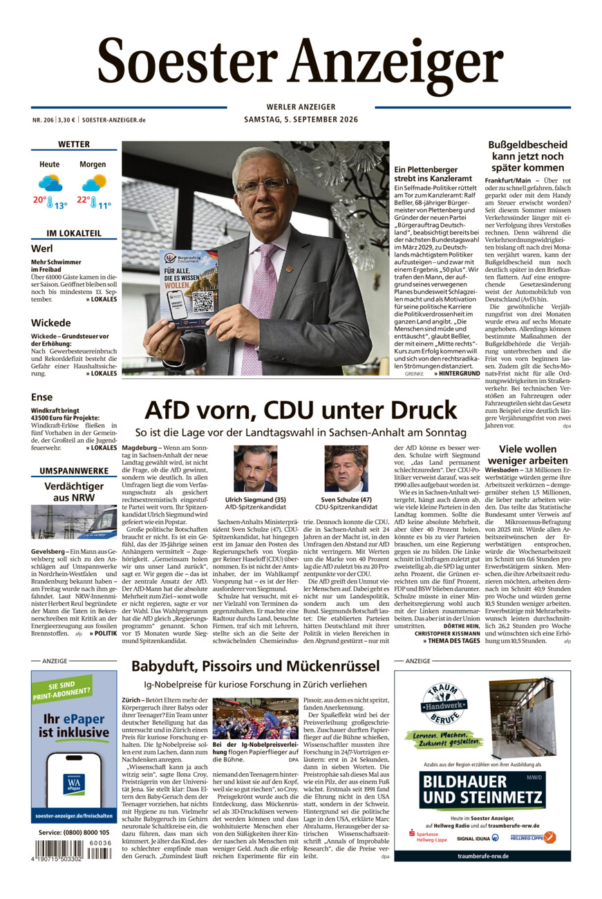 Soester Anzeiger Werl vom Samstag, 05.09.2026