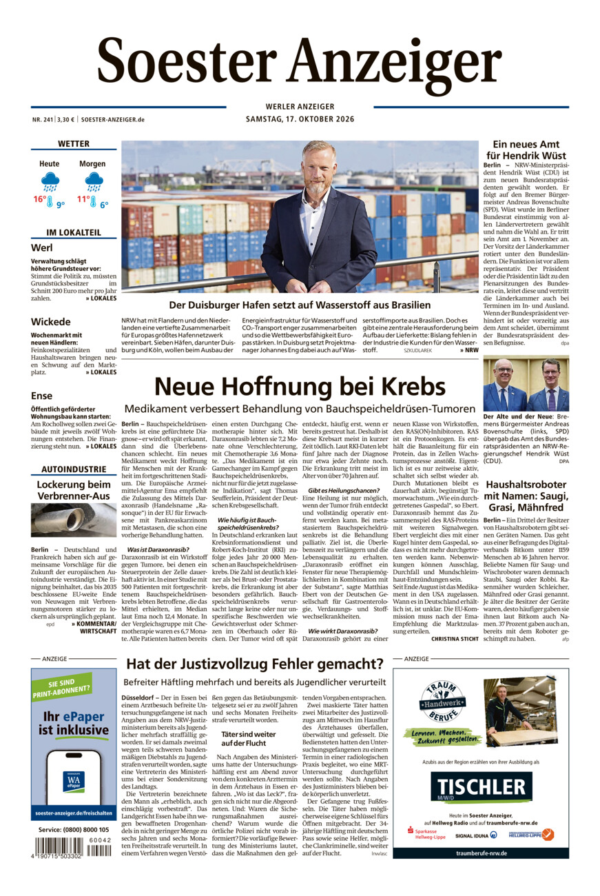 Soester Anzeiger Werl vom Samstag, 17.10.2026
