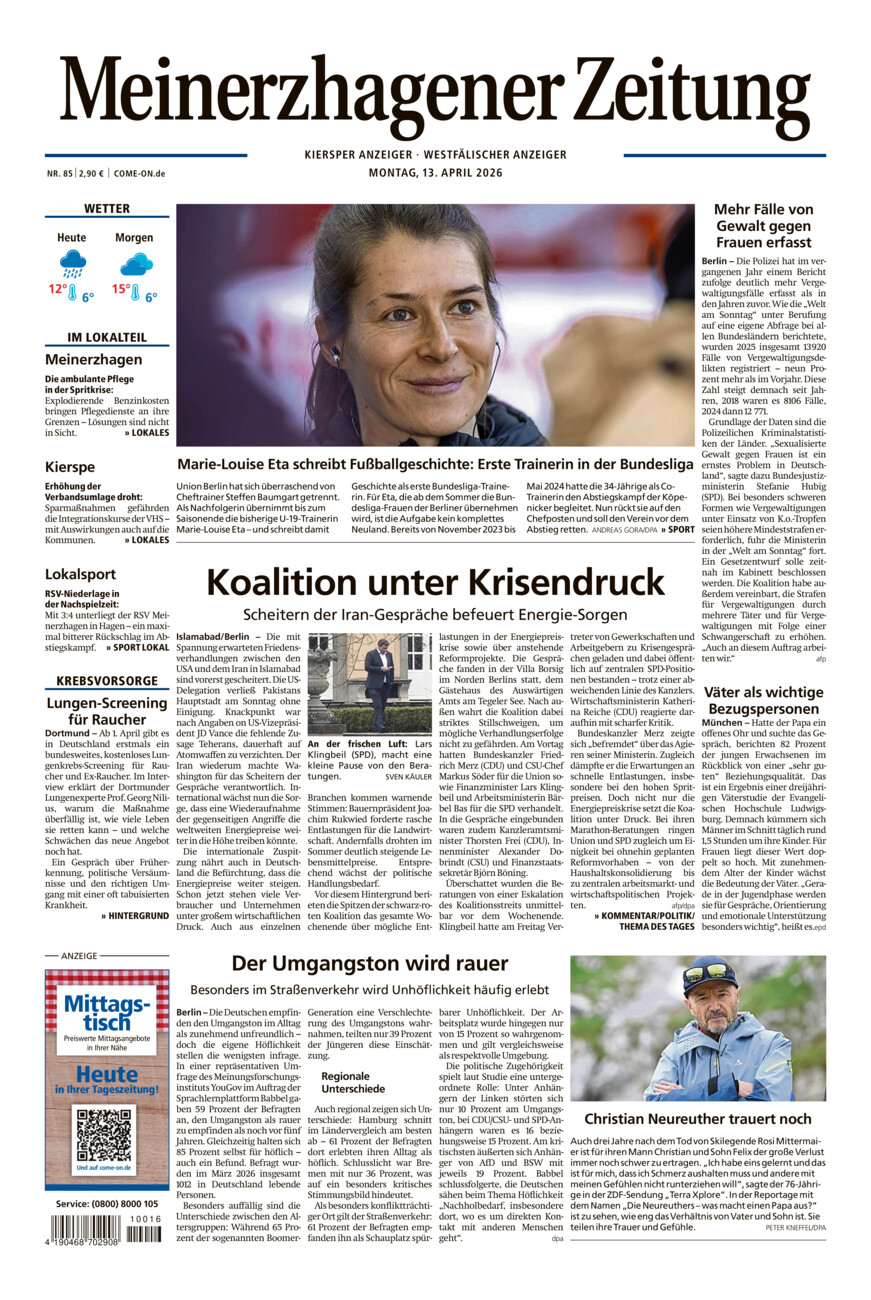 Meinerzhagener Zeitung vom Montag, 13.04.2026