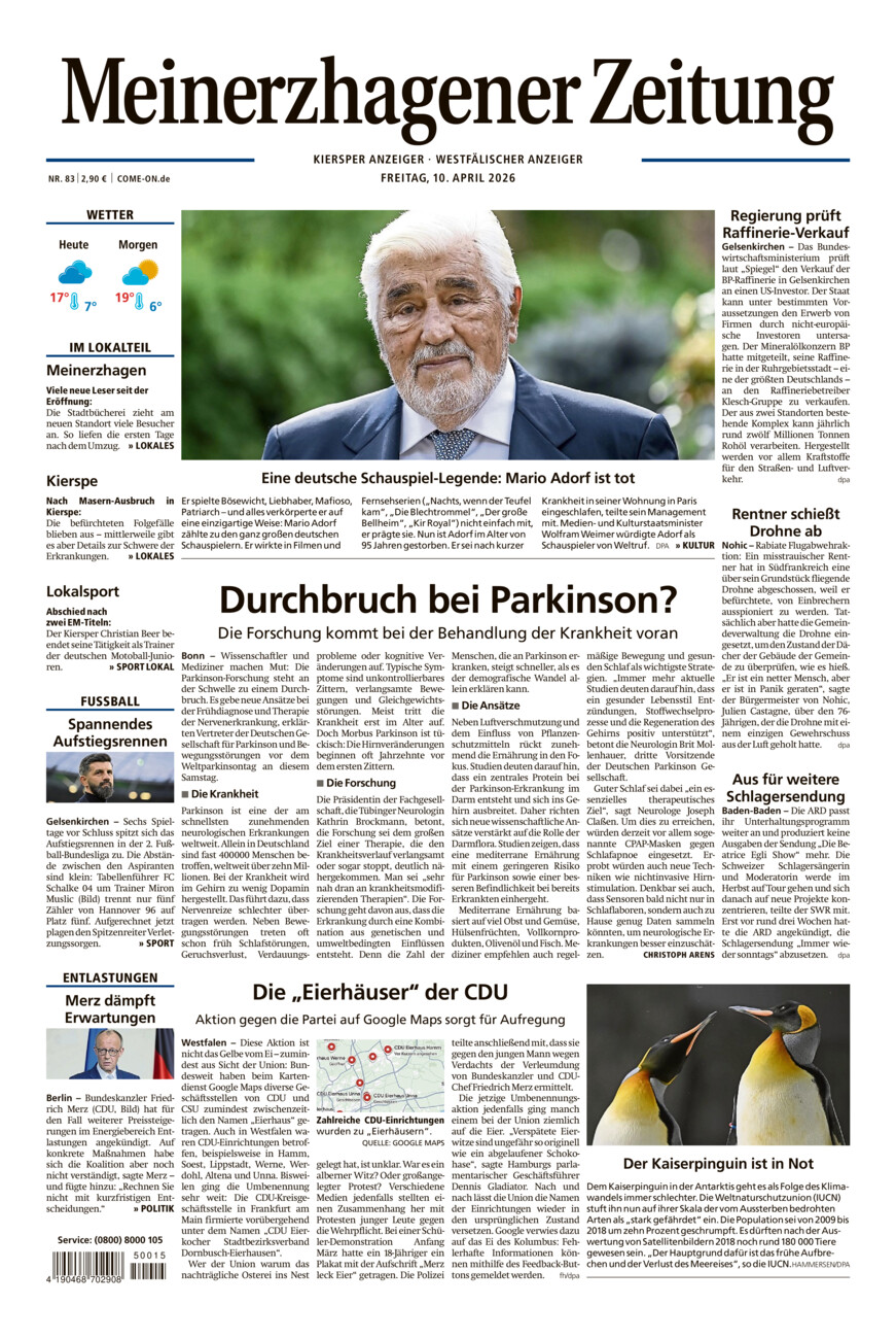 Meinerzhagener Zeitung vom Freitag, 10.04.2026