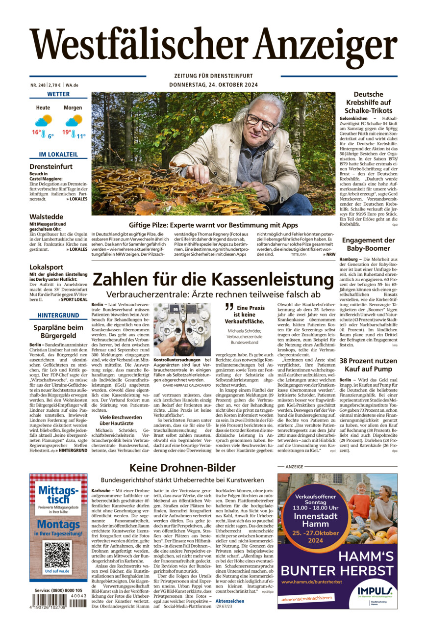 Westfälischer Anzeiger Drensteinfurt vom Donnerstag, 24.10.2024